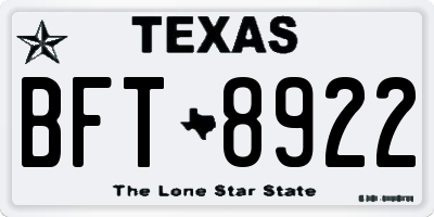 TX license plate BFT8922