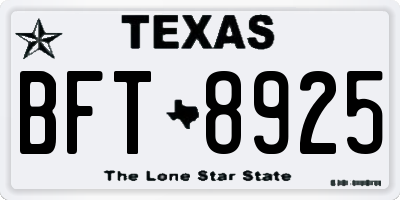 TX license plate BFT8925