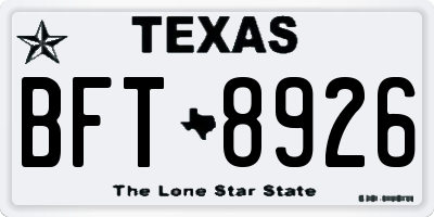 TX license plate BFT8926