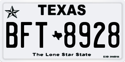 TX license plate BFT8928