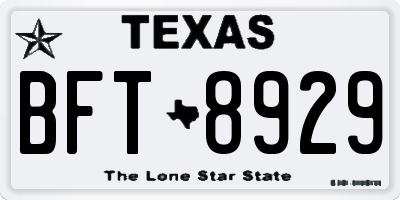 TX license plate BFT8929