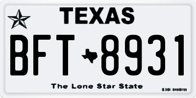TX license plate BFT8931