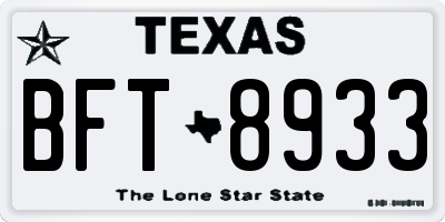 TX license plate BFT8933