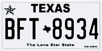 TX license plate BFT8934