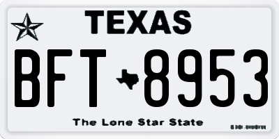 TX license plate BFT8953