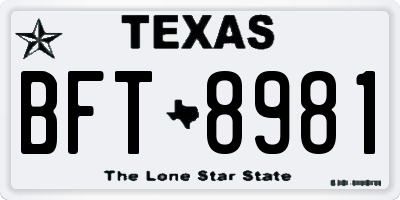 TX license plate BFT8981