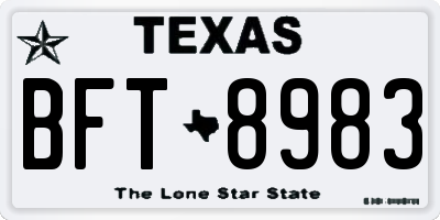 TX license plate BFT8983