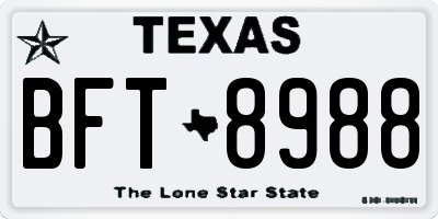 TX license plate BFT8988