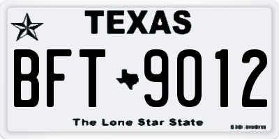 TX license plate BFT9012