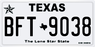 TX license plate BFT9038