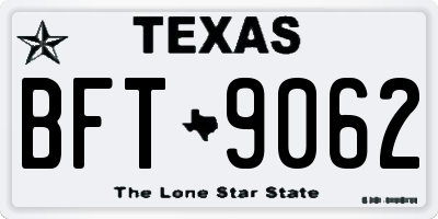 TX license plate BFT9062