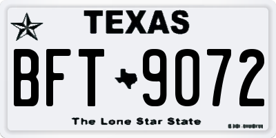 TX license plate BFT9072