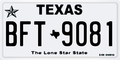 TX license plate BFT9081