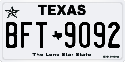 TX license plate BFT9092