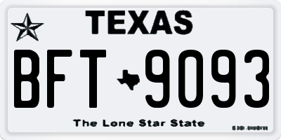TX license plate BFT9093