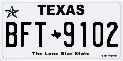 TX license plate BFT9102