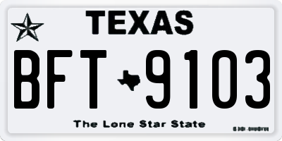 TX license plate BFT9103