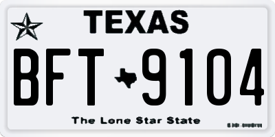 TX license plate BFT9104