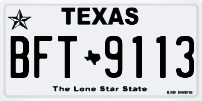 TX license plate BFT9113