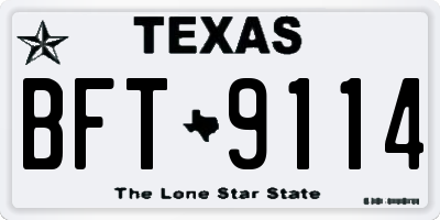 TX license plate BFT9114