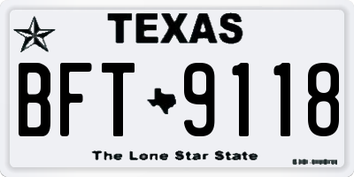 TX license plate BFT9118