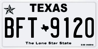 TX license plate BFT9120
