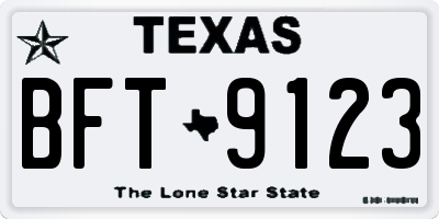 TX license plate BFT9123