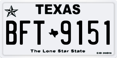 TX license plate BFT9151