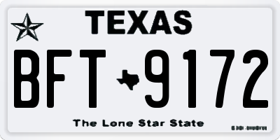 TX license plate BFT9172