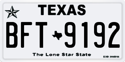 TX license plate BFT9192