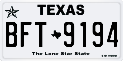 TX license plate BFT9194