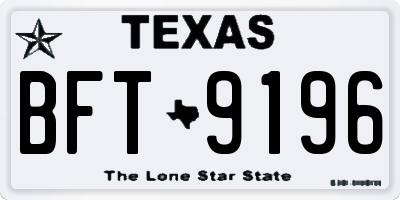 TX license plate BFT9196