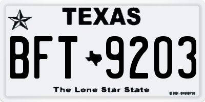 TX license plate BFT9203