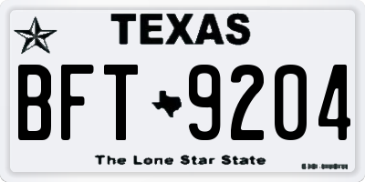 TX license plate BFT9204