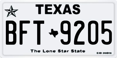 TX license plate BFT9205