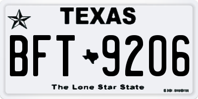 TX license plate BFT9206