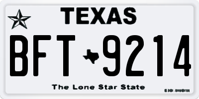 TX license plate BFT9214