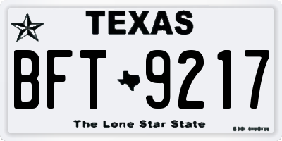 TX license plate BFT9217