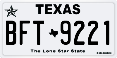 TX license plate BFT9221