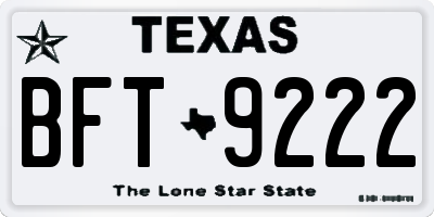 TX license plate BFT9222