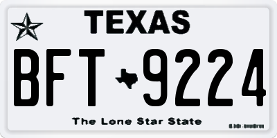 TX license plate BFT9224