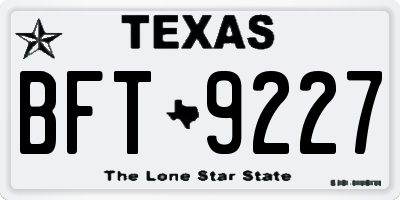 TX license plate BFT9227
