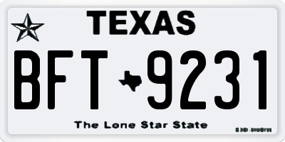 TX license plate BFT9231