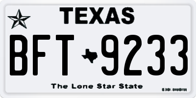 TX license plate BFT9233