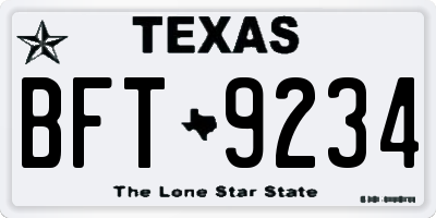TX license plate BFT9234