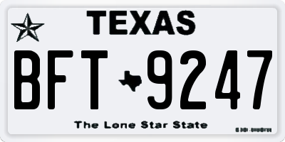 TX license plate BFT9247