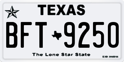 TX license plate BFT9250
