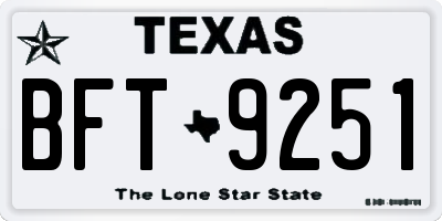 TX license plate BFT9251