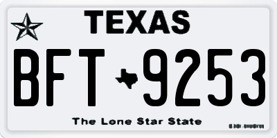 TX license plate BFT9253