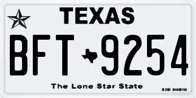 TX license plate BFT9254